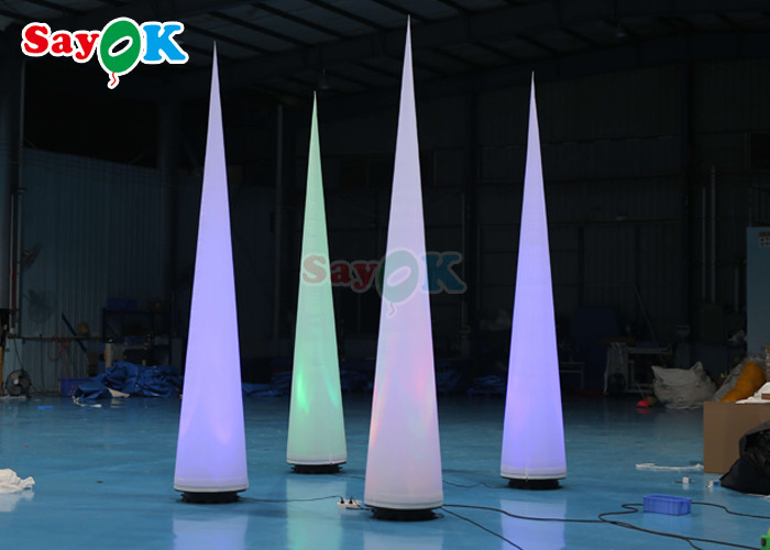 5m Inflatable Lighting Decoration Cone Red Light Post For Party Wedding Event