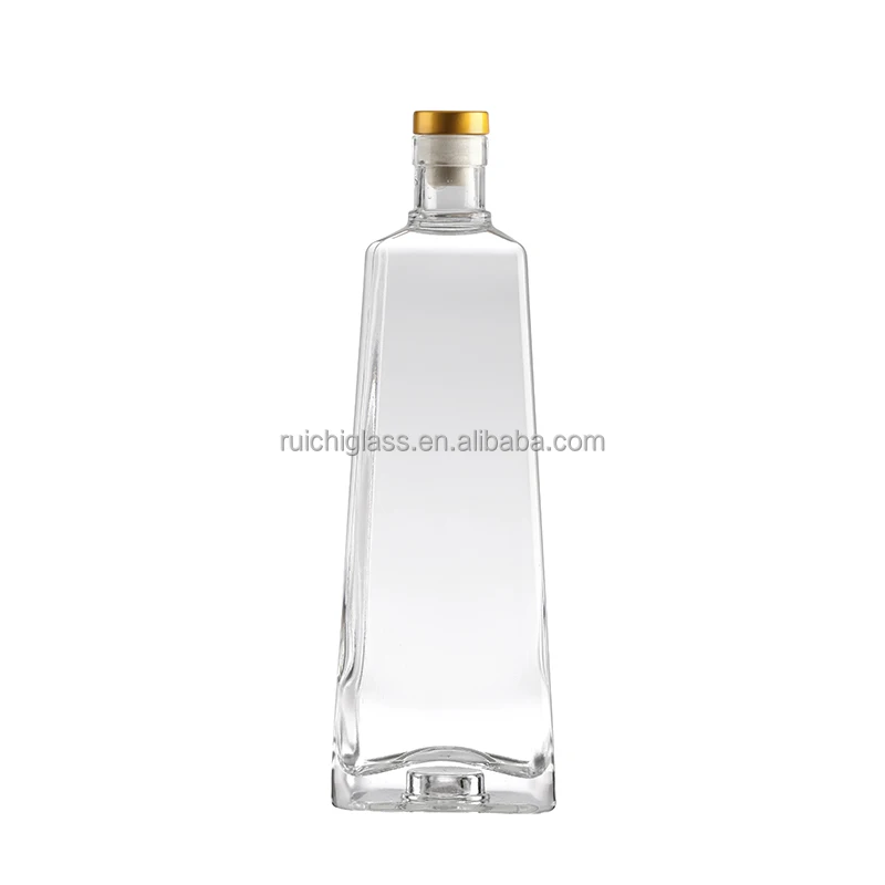 Popular Transparent 500ml Tequila Bottle With Unique Design Customize Sealing