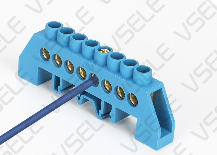 Card Rail Busbar Terminal Block / Carrier Brass Busbar Connector Block