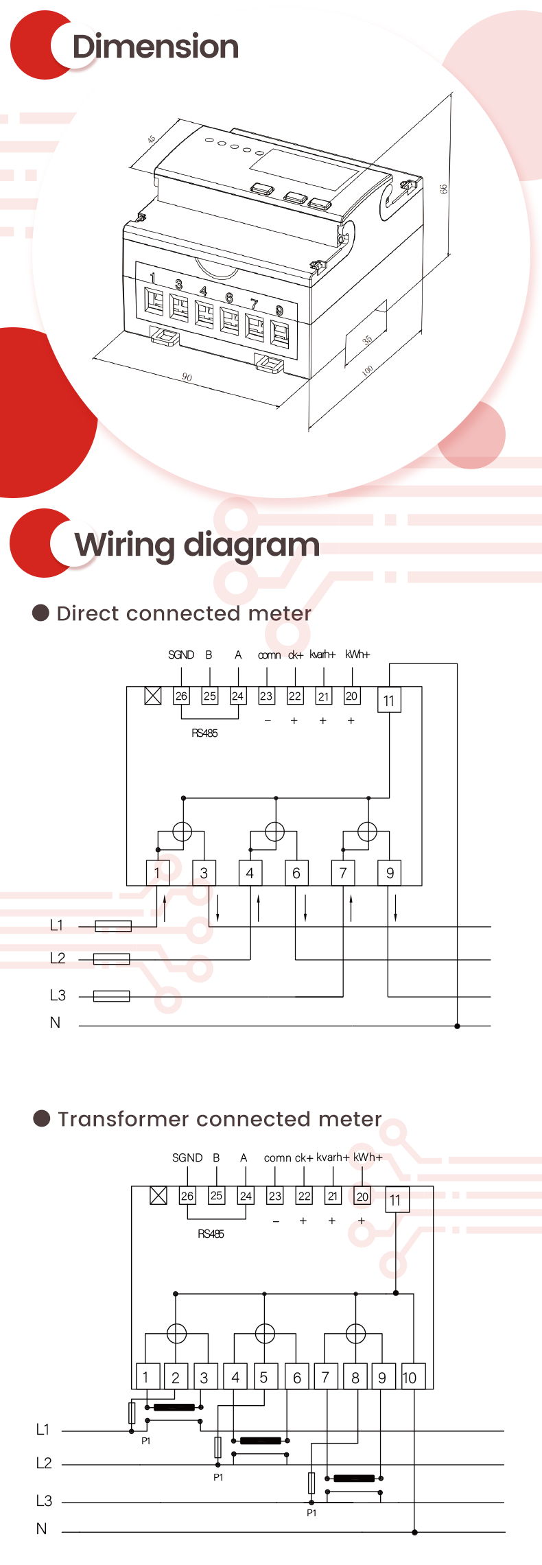 Modbus RTU Communication Dual Tariffs Three Phase WiFi KWh Meter for Within Budget