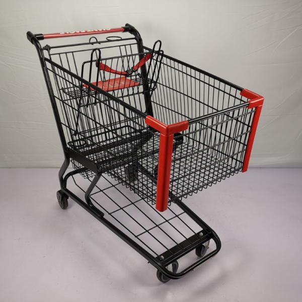 Electrophoretic Steel Metal Shopping Trolley Customized Black Powder Coating
