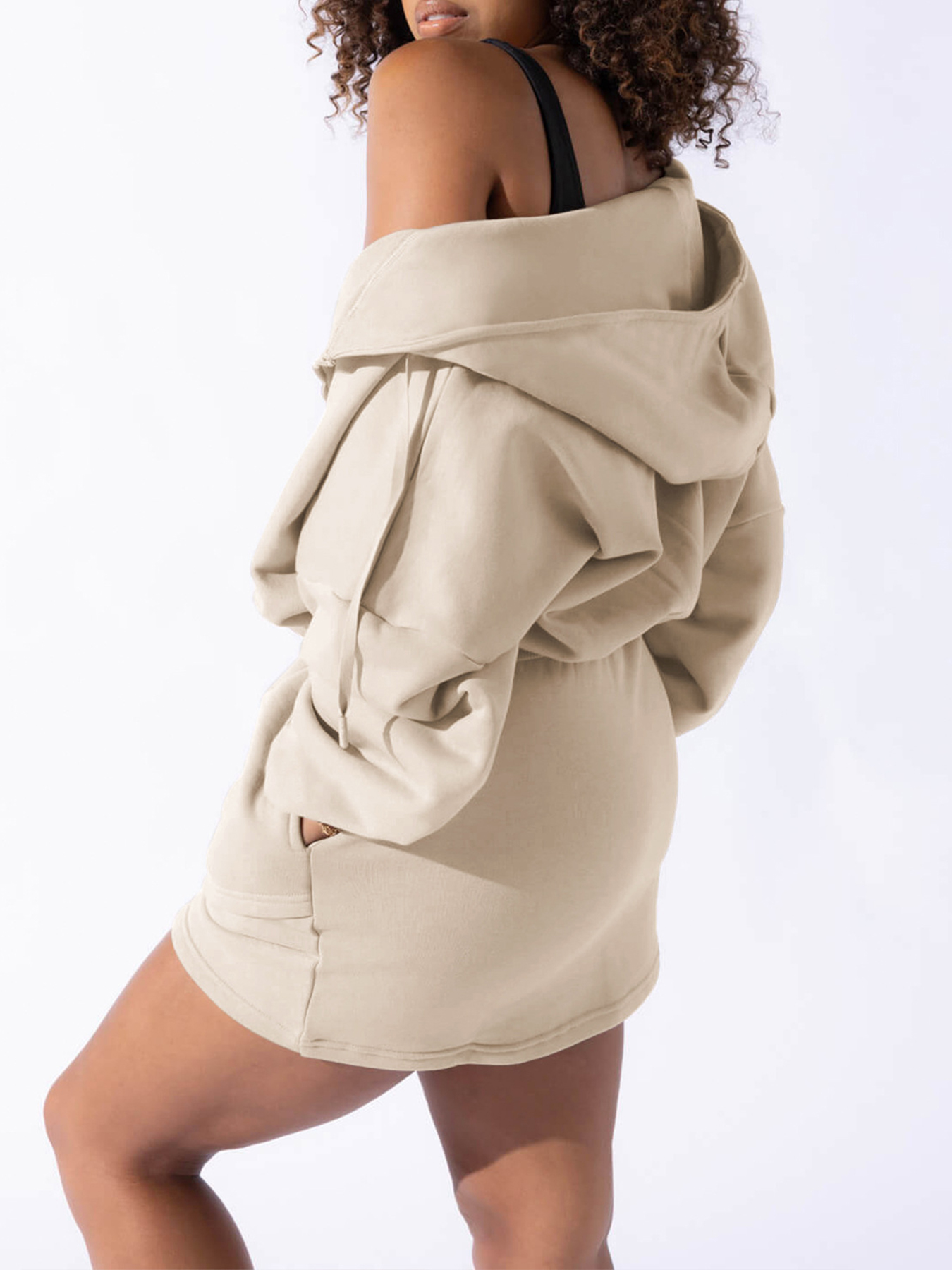 OEM/ODM Acceptable Custom Women's Half Zip Up Sport Mini Sweater Winter Hoodie Dress