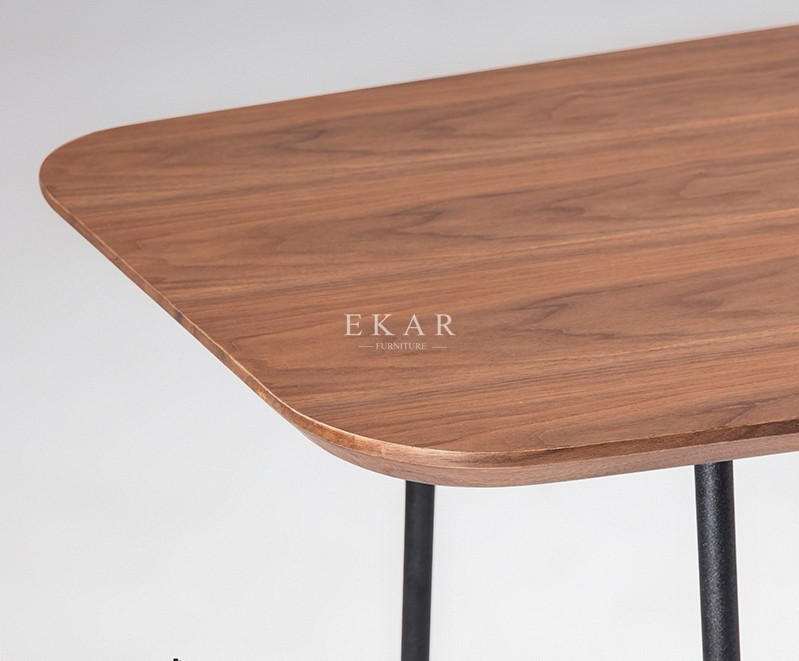 Modern Simple Metal Frame Rectangle Wood Dining Table