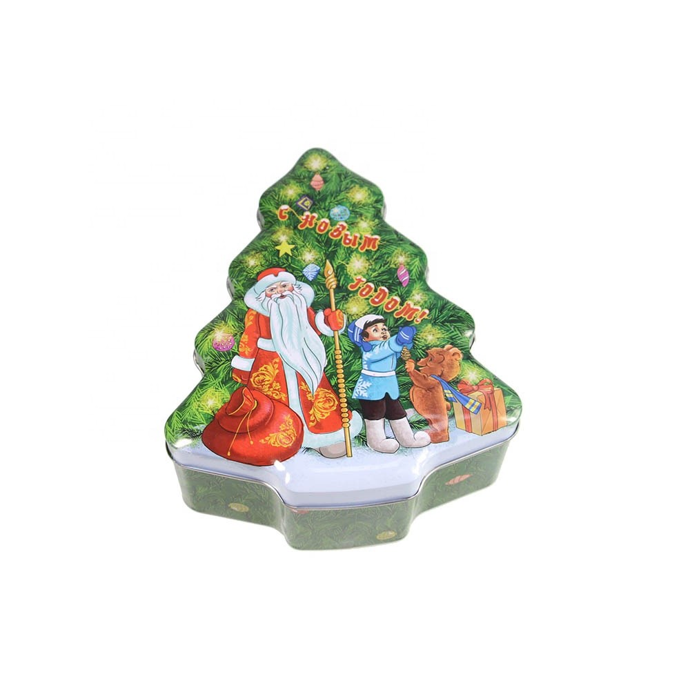 Christmas Tree Shaped Tins Present Decorative Holiday Tins Custom Design Gift Tin Boxes