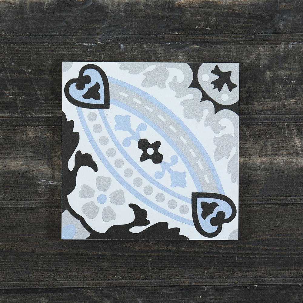 No Fade Blue 200x200mm Flower Ceramic Rustic Tiles For Decoration And Wear-Resistant Wall Tiles For Bathroom