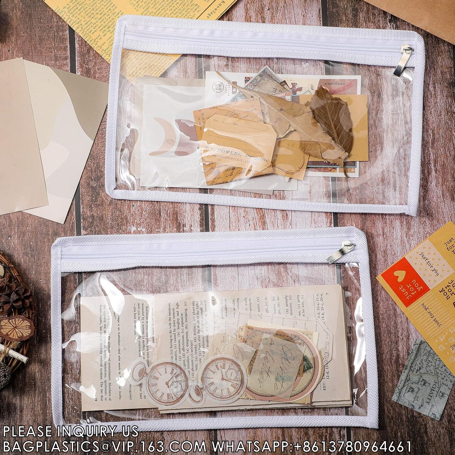 Pouches PVC Waterproof Envelopes Clear Zipper Bags Folder Storage Pouch Document File Organization Bags Multi-Purpose