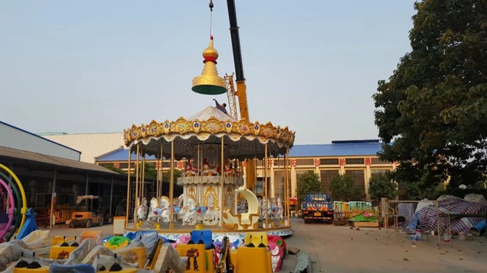 24/36 Seats Double Decker Carousel , Carnival Horse Ride For All Parks