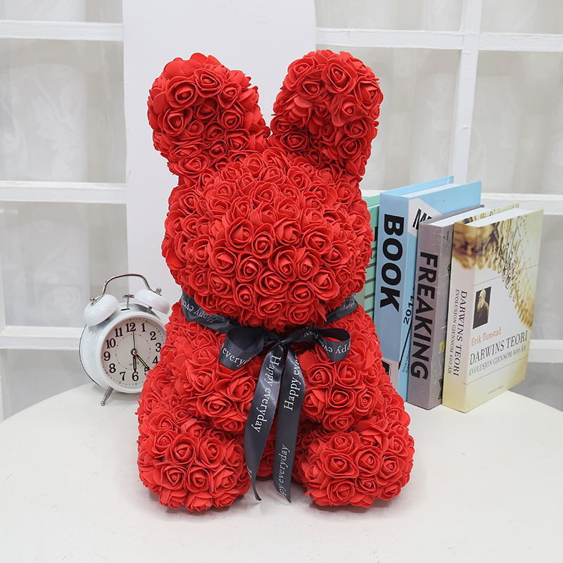 Wholesale Price 40cm height Foam Rose Bunny Artificial Flower Rabbit For Gift rabbit roses