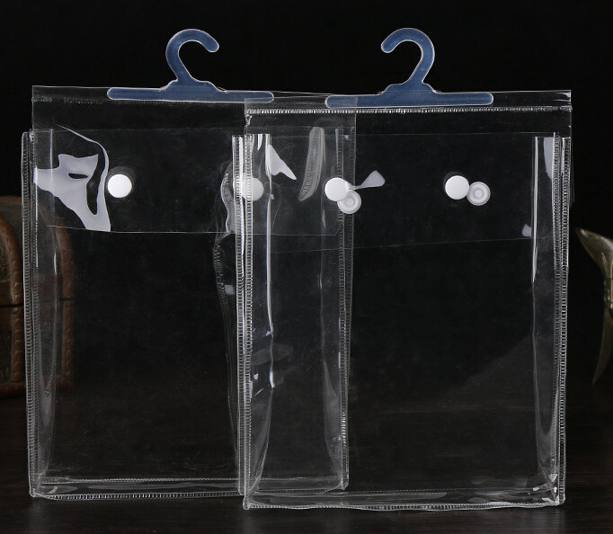Customized Clear PVC Bag / PVC Hook Bag , Hanger Bag For Underwear Pack OEM