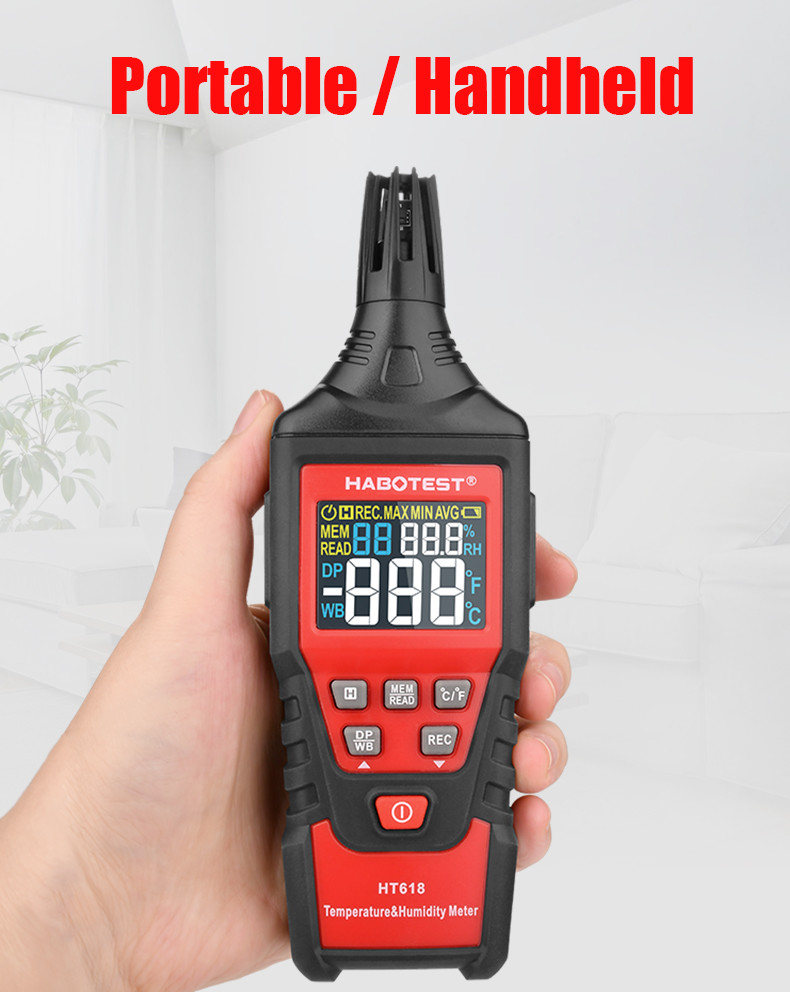 60 Degree Digital Lcd Temperature Thermometer Humidity Meter Clock