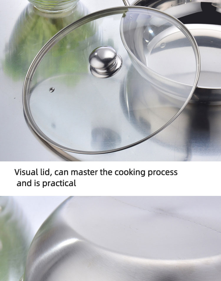 High Quality Induction Cooking Pot 304 Stainless Steel Hot Pot Kitchen Soup Pots With Glass Lid