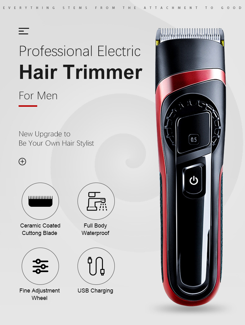 100% Waterproof Cordless Hair Trimmer LED Display Pro Home Barber Kit