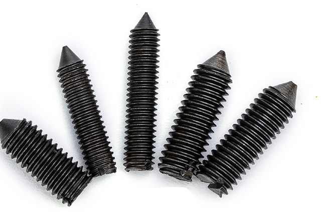 ISO7434 Black Oxide Alloy Steel Slotted Drive Cone-Point Headless Screws