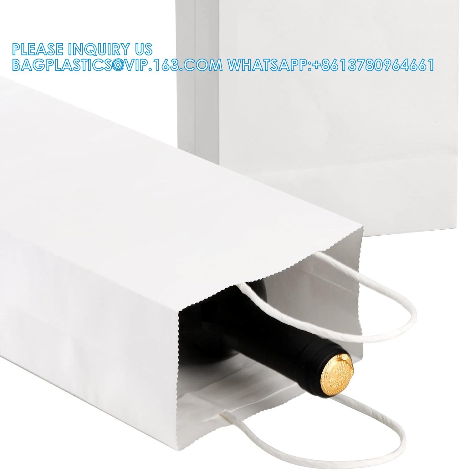 White Paper Wrapping Bags Wine Bags With Handles Bulk Paper Gift Bags Kraft Bags Retail Bags Party Bags