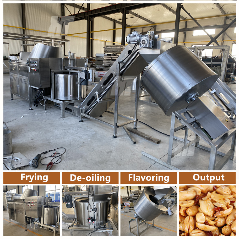 Food Grade 304 Peanut Frying Machine Green Peas Frying Machine Production Line 300kg/H