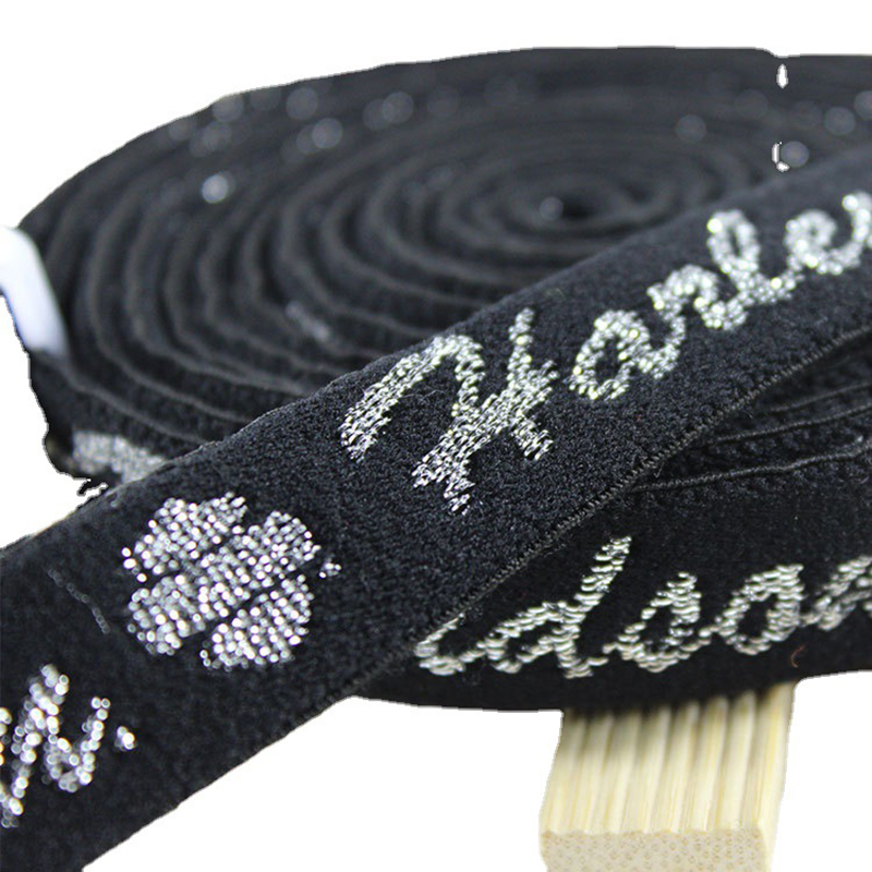Black 20mm Jacquard Elastic Webbing Polyester Rubber Elastic For Dress