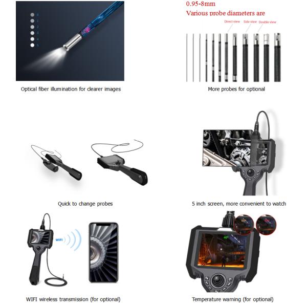 IP54 Portable Industrial Endoscope Direct View / Side View / Double View Direction