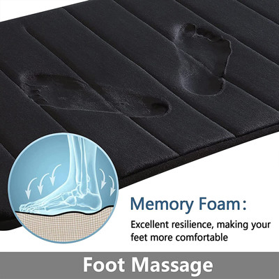 Black Rubber Soft Memory Foam Bath Mats Non Slip Absorbent