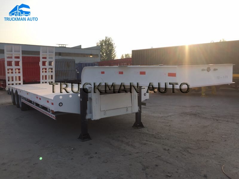 High Strength Low Bed Semi Trailer 13000*3000*1650mm With Fuwa Brand 13 Tons Axles