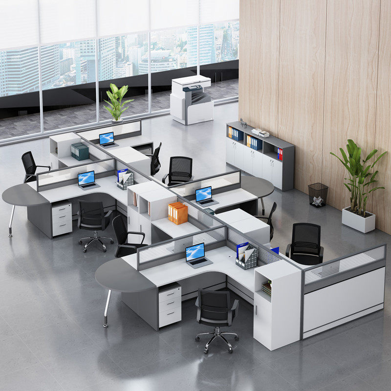 Aluminum Frame Panel/Fabric/Steel Office Desk And Chair Combination