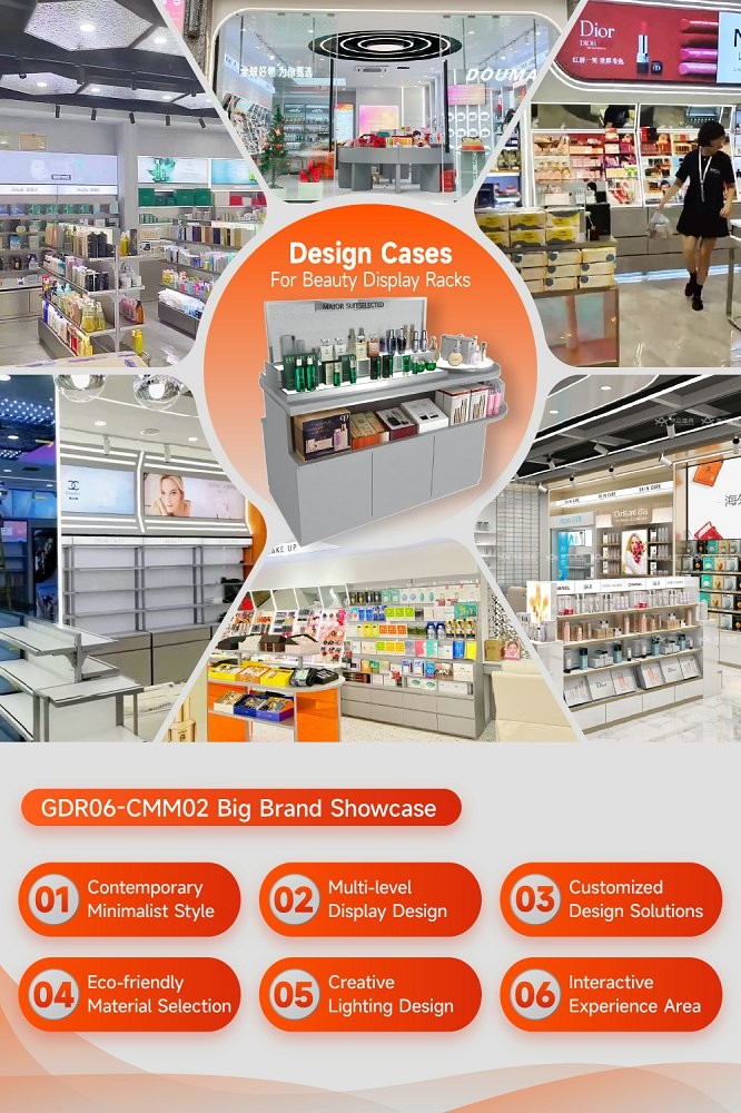 GDR06-CMM02 Beauty Display Stand with Optimized Display Space and Luxurious Style for Fashion Boutique