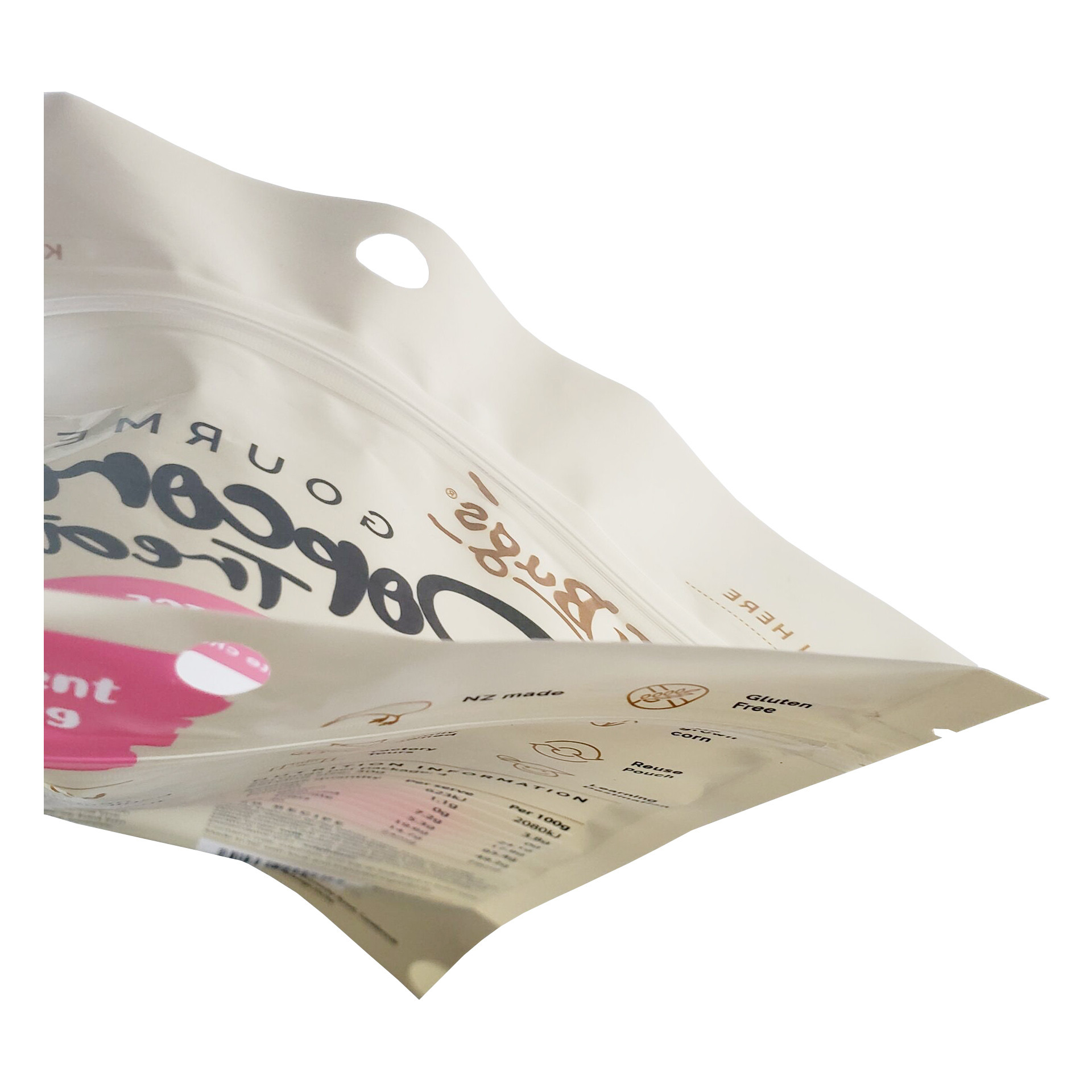 Aluminum Foil Stand Up Zipper Pouch Bag Heat Seal Resealable 50 microns For Snack Popcorn