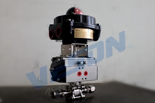 Medical Industry Pneumatic Air Control Valve / Sanitary Stainless Steel Ball