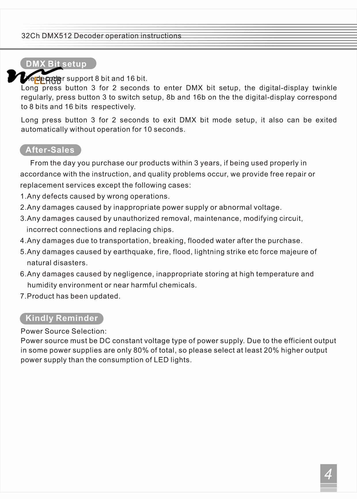 Customizable 32 Channel 96A RGBW DMX 512 LED Decoder Controller for Lighting Solutions