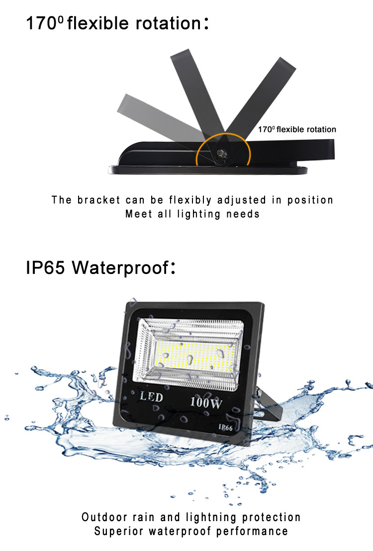 High Temperature Resistant 80lm/W 200w 100w outdoor LED Flood Light Ip65