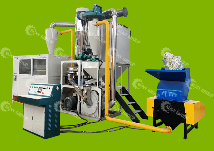 Recycling Plant 85kw Waste Aluminum Foil Film Recycling Machine with Grinding Machine