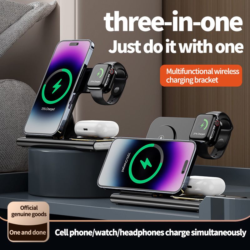 Fast Foldable 3 In 1 Wireless Charger 15W For Phone Watch Earphone