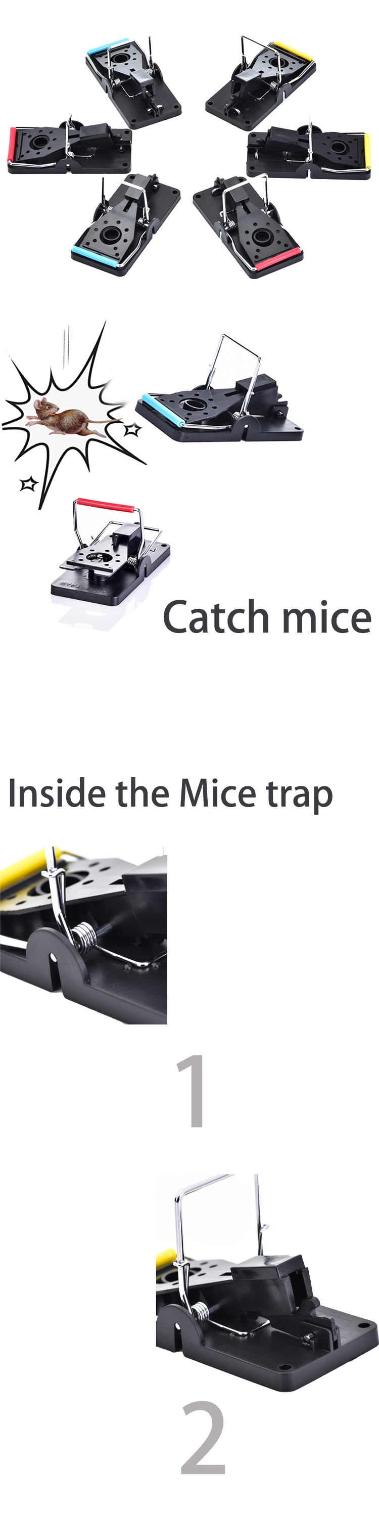 60 Pieces ABS Material Mousetrap Plastic Humane No Kill Mouse Trap for Home