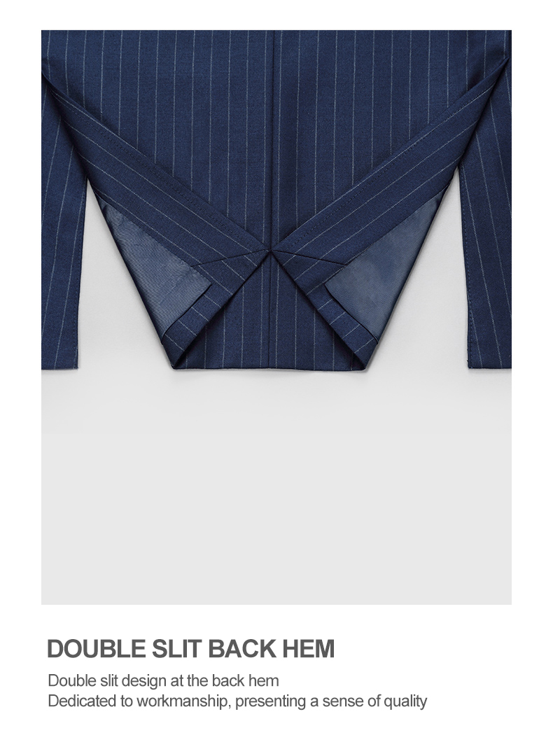Men's 2 Pieces Suit Vertical Striped Gun Lapel Double-breasted 6 Buttons Formal Suit