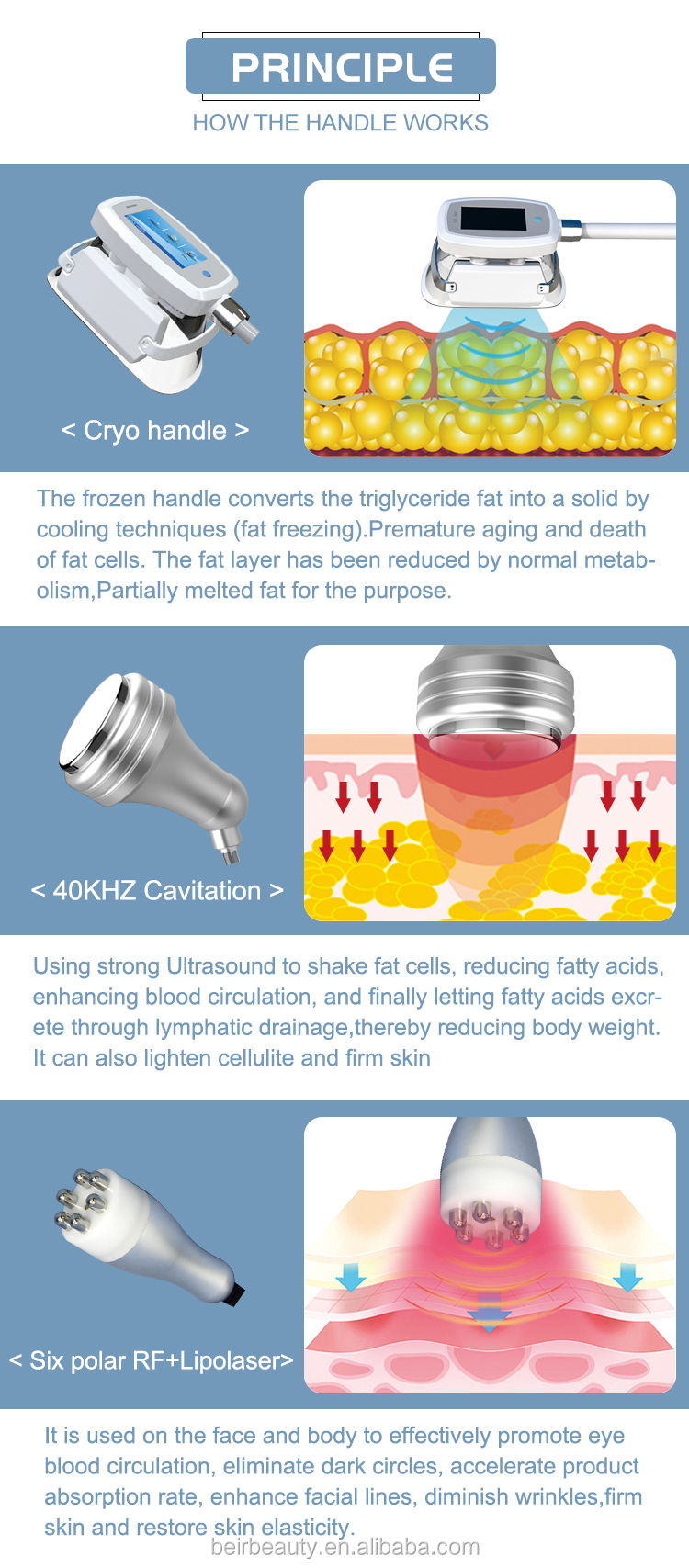 Multifunctional Vacuum Cavitation System With 4 Cryo Handles RF Fat Burning Machine