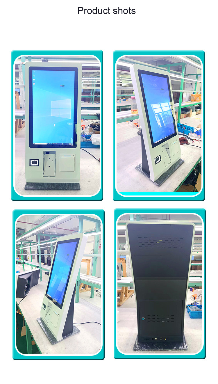24 Inch Desktop Self Service Check Out Kiosk With Printer QR Code Scanner For Restaurant