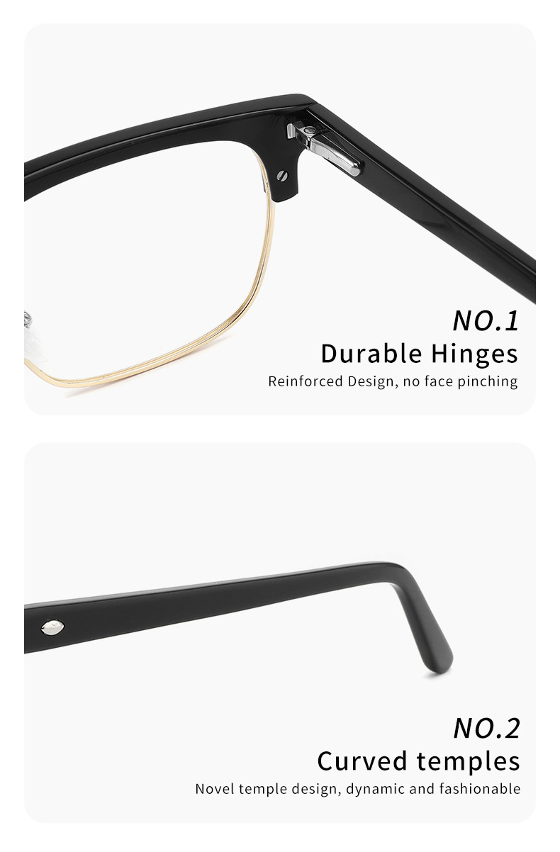 Retro Rivet Acetate Metal Glasses , CE Square Eyewear Frames Customize Logo