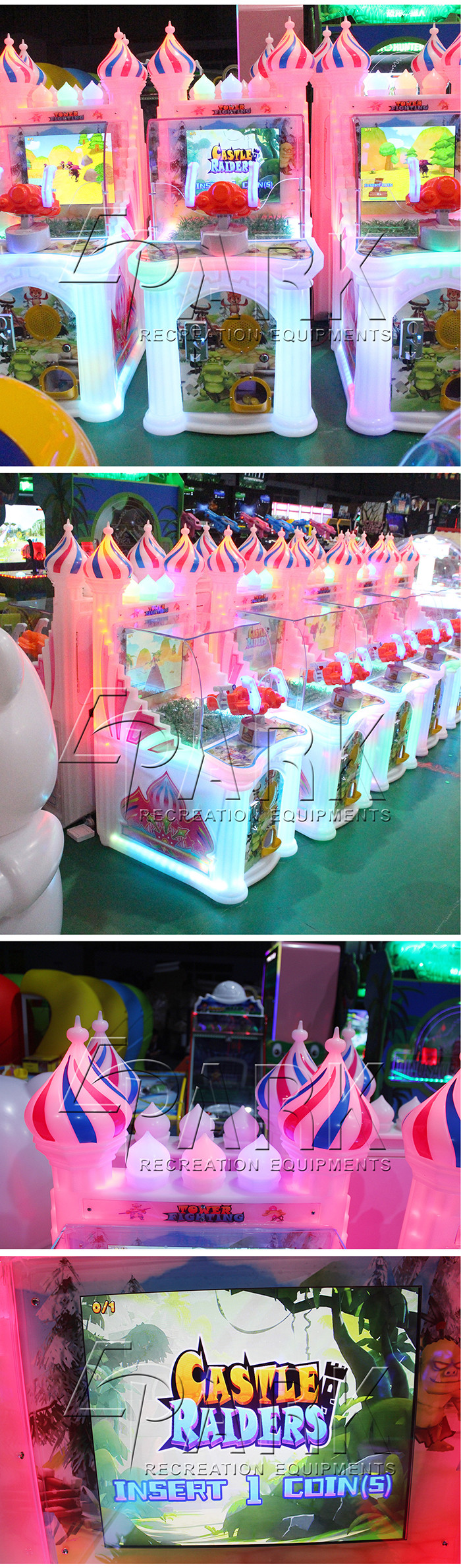 Pink Shooting Arcade Machines / Children Ticket Redemption Coin Operated Video Game Machine