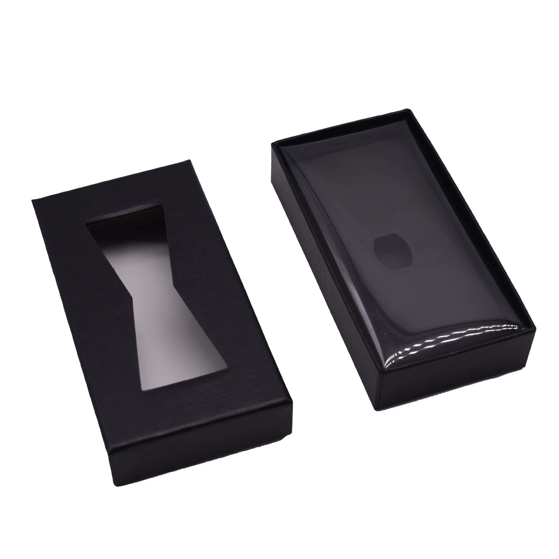 CDR AI PSD Black Rectangular Cardboard Gift Box With Transparent Lid
