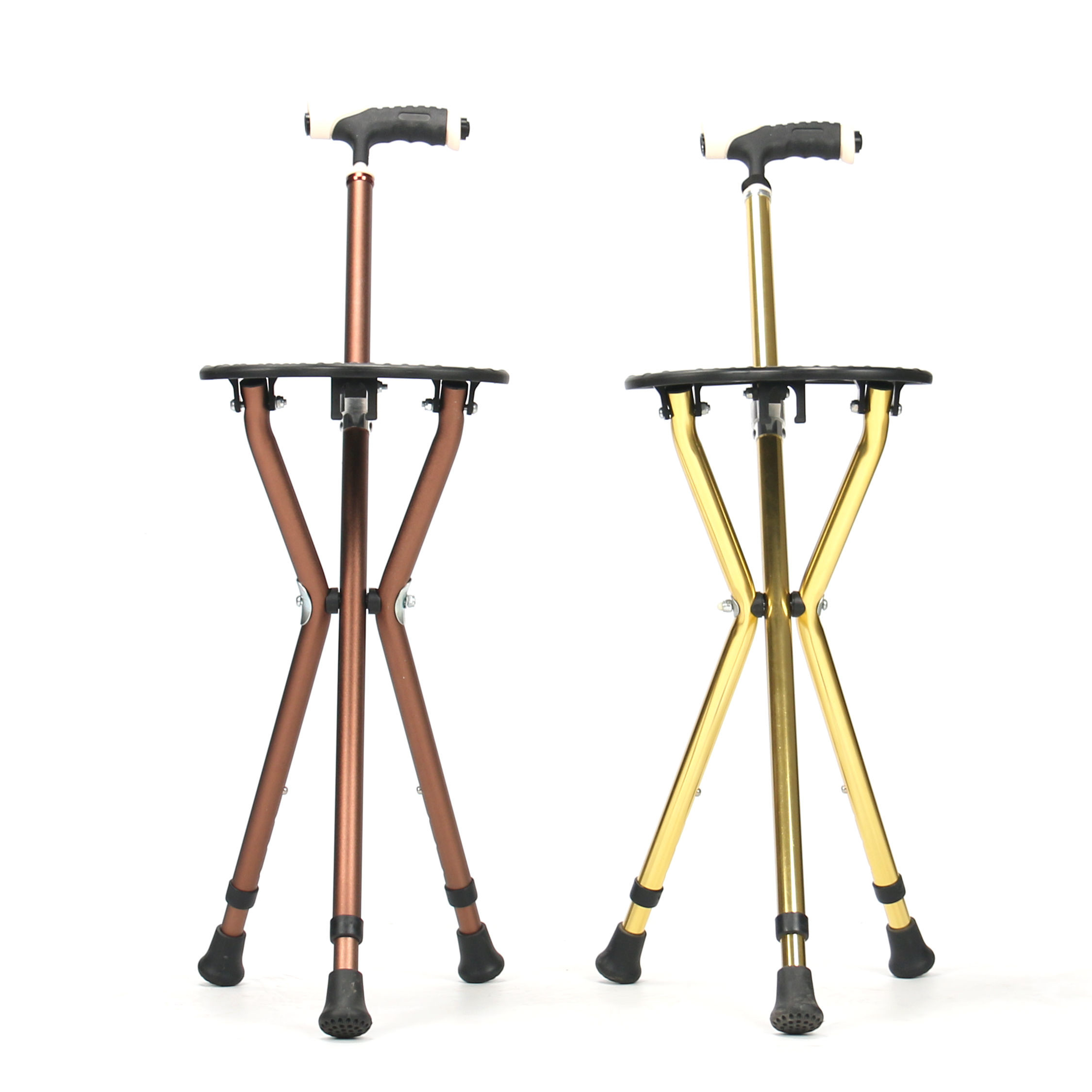 88cm Walking Aid Walker Flashlight Handle Four Feet Aluminum Frame Steel Stand Crutches