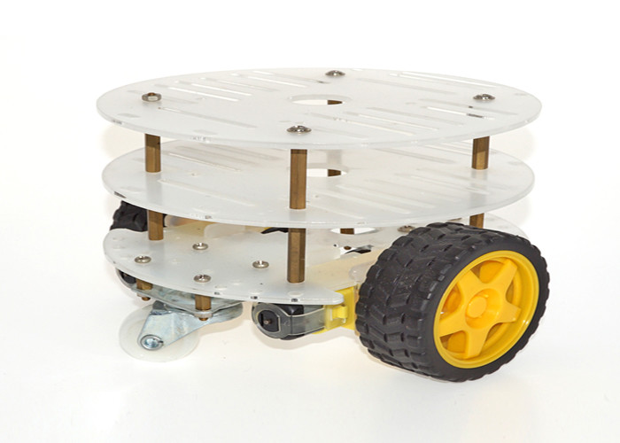 3 Layer Acrylic Arduino Car Chassis 66mm Tire Diameter 15 * 14 * 11.5cm Size