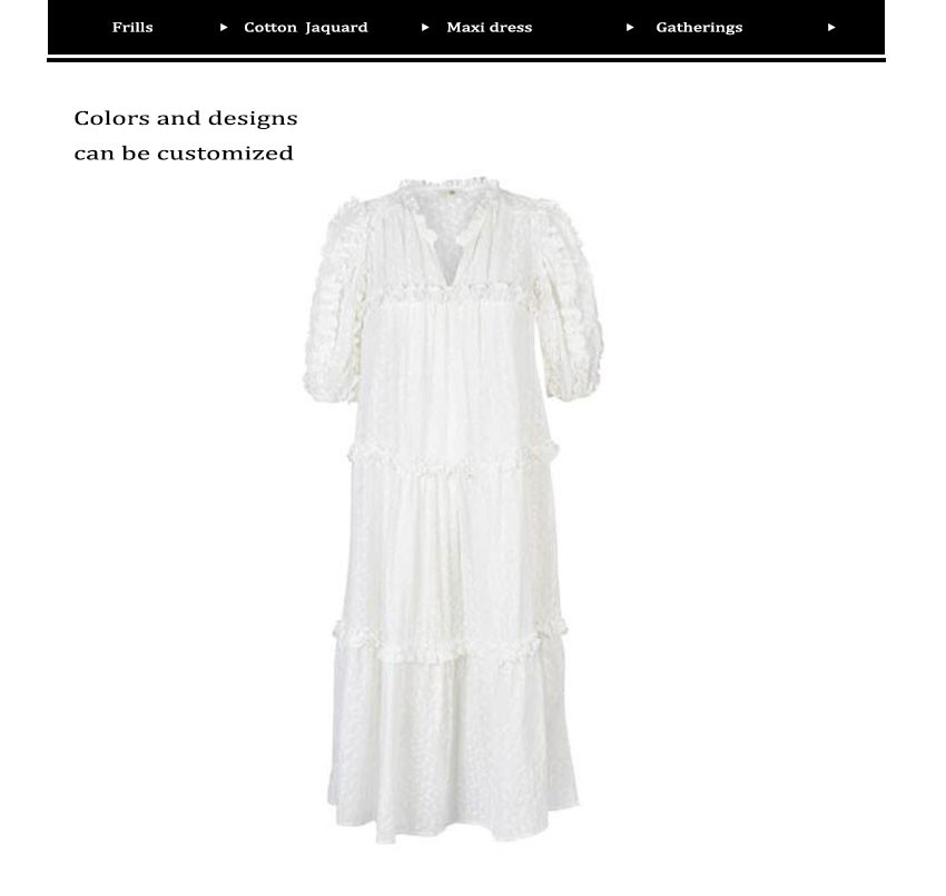 Maxi Dress Summer Short Sleeves Cotton Jacquard