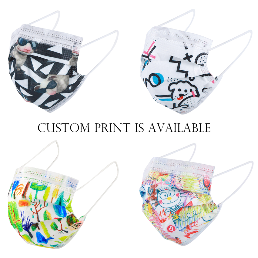 Disposable Face Mask Printed Kids Face Mask Custom Print ASTM F2100 Face Mask Custom Print