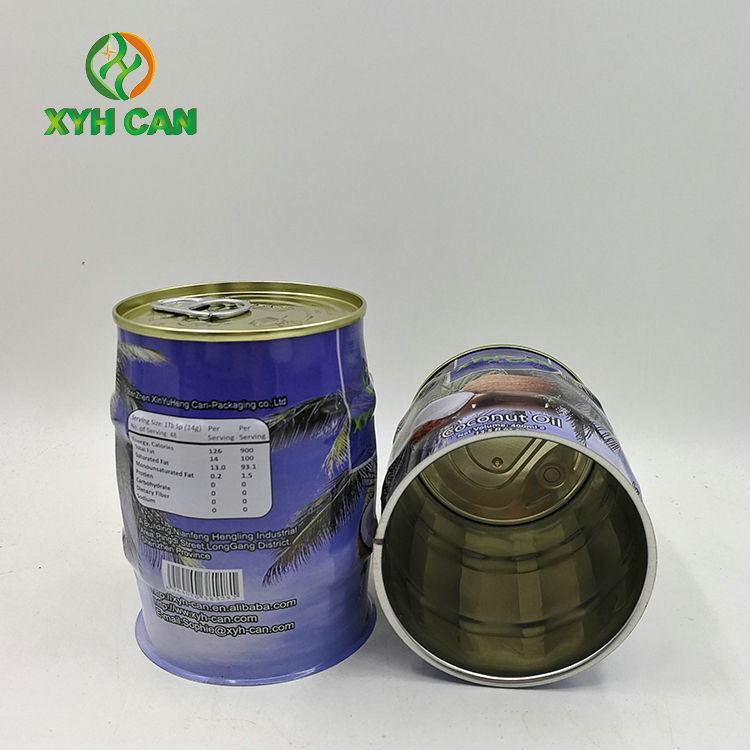 Commercial Empty Coconut Oil Tin Can Round Tin Containers CMYK 4C Printing