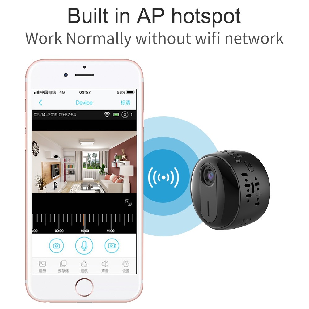 Mini indoor 1080P small button battery Power Audio pick up function 2.0MP surveillance battery camera