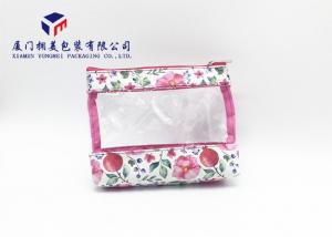 Leather Makeup Bag White PU Leather With Customized Printing Super Clear PVC Window