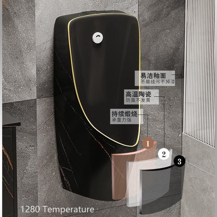 Commercial Bathroom Public Toilet Urinal Marble Black Gold Color