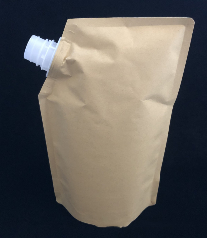 Biodegradable Foil Custom Printed Stand Up Pouches Waterproof Liquid Kraft Paper Spout Pouch