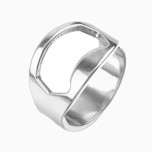 Cool Innovative Promotion Fancy Gift Laser Engrave Stainless Steel Brushed Metal Beer Bottle Opener Ring