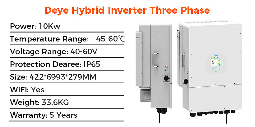 Deye 3 Phase 10kw High Voltage Hybrid Inverter SUN-10K-SG04LP3-EU Home Use