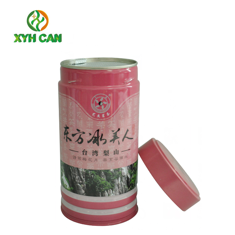 Tea Tin Can Large Round Shape with Lids Custom Printed Tin Containers for Tea
